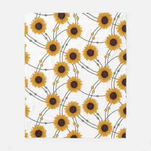 Zufällige Art Nouveau Sonnenblumen Retro-Blumen Ge Fleecedecke