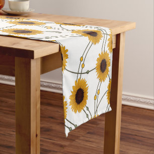 Zufällige Art Nouveau Sonnenblumen Retro-Blumen Ge Kurzer Tischläufer