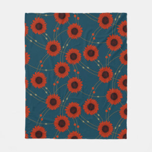 Zufällige Art Nouveau Sonnenblumen Retro-Blumen Ro Fleecedecke