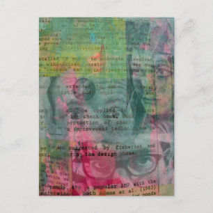 Zufällige Collage von Vintage-Gesichtern Postkarte