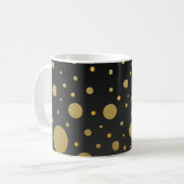 Zufällige goldene Punkte auf Schwarz Kaffeetasse (Vorderseite Links)