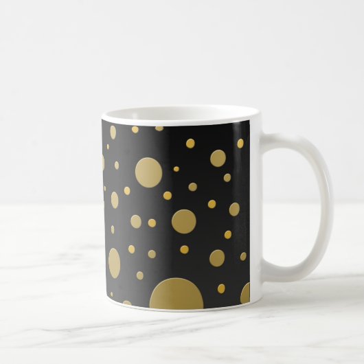 Zufällige goldene Punkte auf Schwarz Kaffeetasse (Rechts)