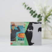 Zufällige Mixed-Media-Collage arbeitender Mann und Postkarte (Stehend Vorderseite)