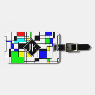 Zufällige Quadrate - Hommage an Mondrian Gepäckanhänger