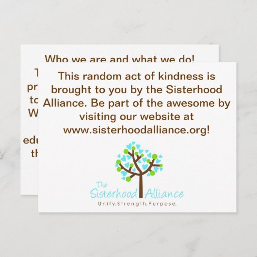 Zufälliger Akt des Kindness-Projekts Postkarte (Vorne/Hinten)