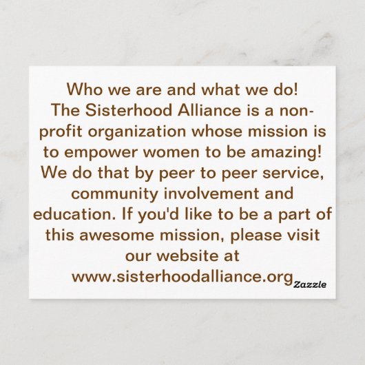 Zufälliger Akt des Kindness-Projekts Postkarte (Rückseite)