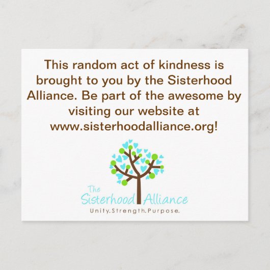 Zufälliger Akt des Kindness-Projekts Postkarte (Vorderseite)