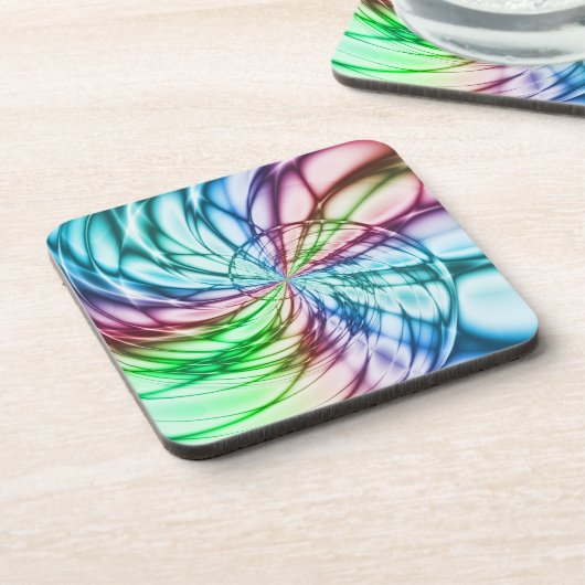 Zufälligkeit | Multicolor Fraktal Art Getränkeuntersetzer (Linke Seite)