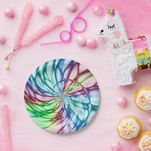 Zufälligkeit | Multicolor Fraktal Art Pappteller (Party)