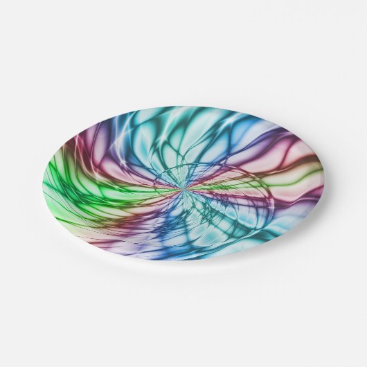 Zufälligkeit | Multicolor Fraktal Art Pappteller (Schrägansicht)