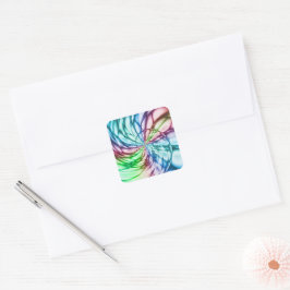 Zufälligkeit | Multicolor Fraktal Art Quadratischer Aufkleber