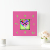 Zufallszahl des roten Herzens Quadratische Wanduhr (Zuhause)