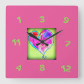 Zufallszahl des roten Herzens Quadratische Wanduhr (Vorderseite)