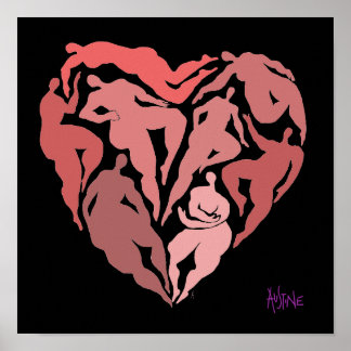 Zufriedene inspirierte Herzfiguren Poster