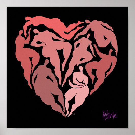 Zufriedene inspirierte Herzfiguren Poster (Vorne)