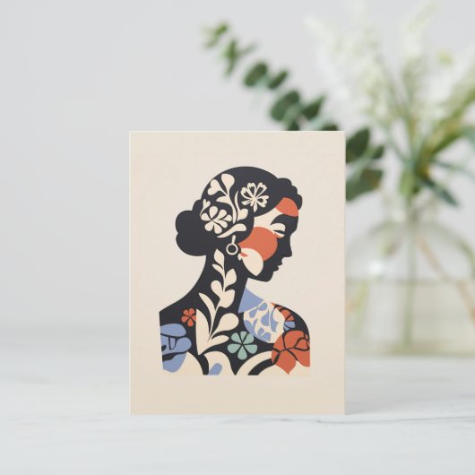 Zufriedene Inspirierte Postkarte - Frauenbild (Stehend Vorderseite)