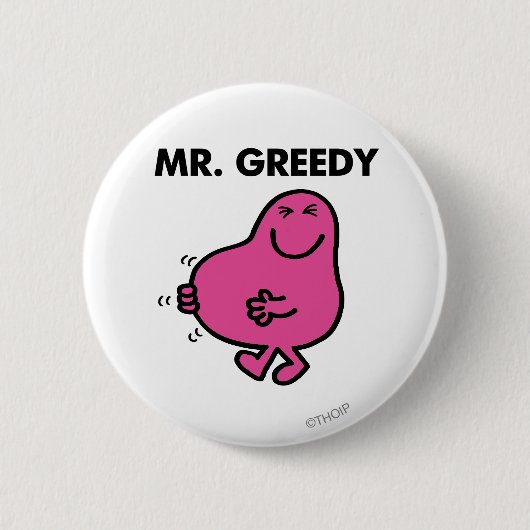 Zufriedener Herr Gierig Button (Vorderseite)