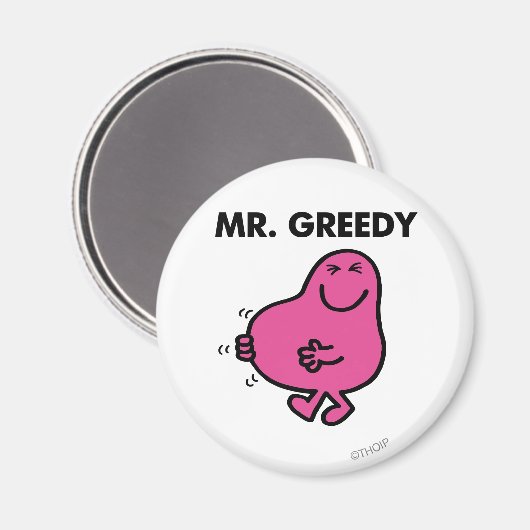 Zufriedener Herr Greedy Magnet (Vorderseite/Rückseite)