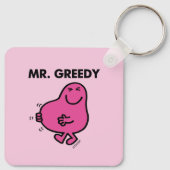 Zufriedener Herr Greedy Schlüsselanhänger (Rückseite)