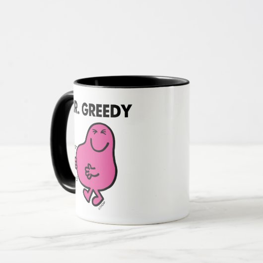 Zufriedener Herr Greedy Tasse (Vorderseite Links)