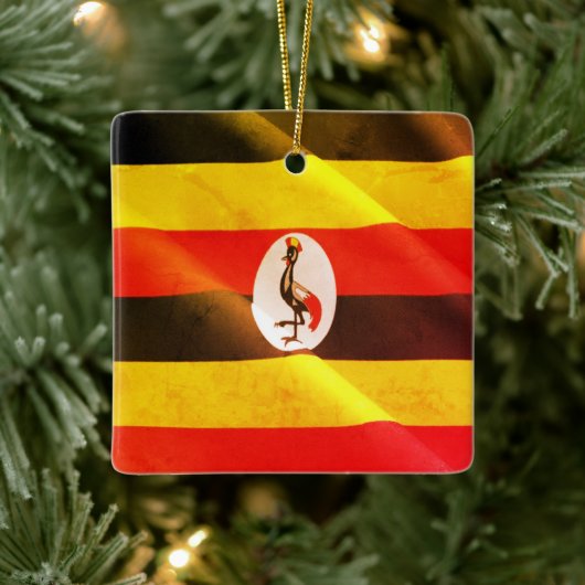 zUG002 UGANDA, Waving Flag. Afrika, Keramikornament (Baum)