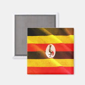 zUG002 UGANDA, Waving Flag. Afrika, Kühlschrank Magnet (Vorderseite/Rückseite)