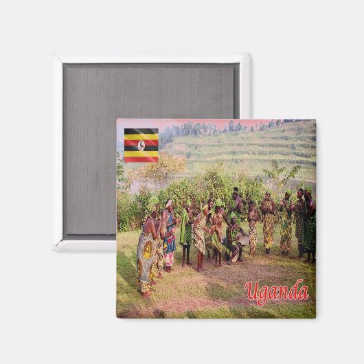 zUG003 UGANDA, Batwa, Afrika, Kühlschrank Magnet (Vorderseite/Rückseite)