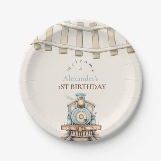 Zug 1. Geburtstag Pappteller (Vorderseite)