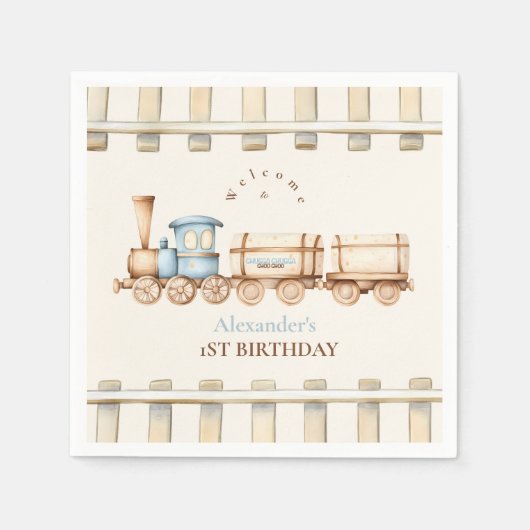 Zug 1. Geburtstag Serviette (Vorderseite)