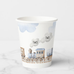 Zug 2. Chugga Zwei zwei Geburtstagspapiere Cups Pappbecher