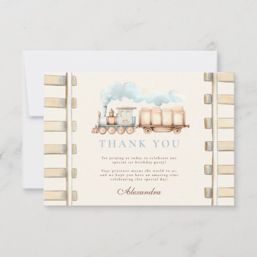 Zug 2. Geburtstag Dankeskarte (Vorderseite)