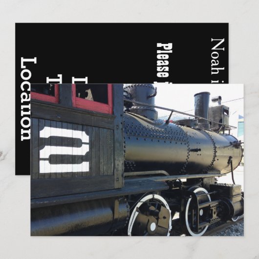 Zug 2. Geburtstag Einladung (Vorne/Hinten)