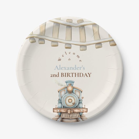 Zug 2. Geburtstag Pappteller (Vorderseite)