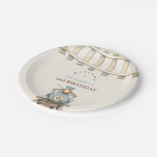 Zug 2. Geburtstag Pappteller (Schrägansicht)