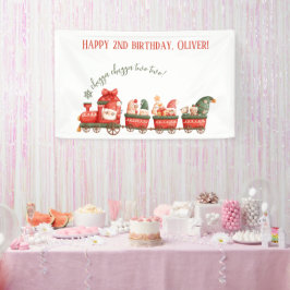Zug 2. Geburtstag Wasserfarbe Weihnachtsmann Party Banner