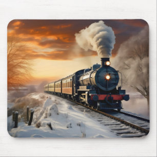 Zug an einem Winterabend Mousepad