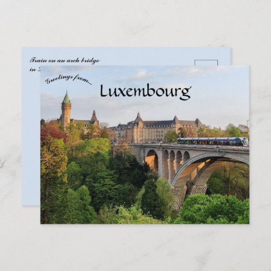 Zug an einer Arch Bridge in Luxemburg Postkarte (Vorne/Hinten)