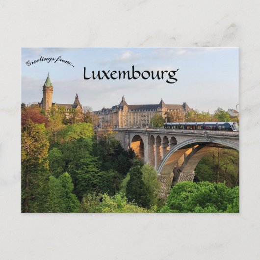 Zug an einer Arch Bridge in Luxemburg Postkarte (Vorderseite)
