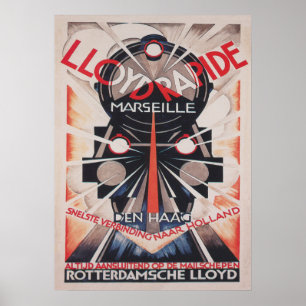 Zug, Art Deco Vintage Kunstplakat Poster