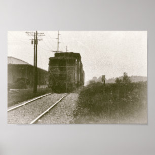 Zug auf Gleisspuren Retro-Lokomotive Poster