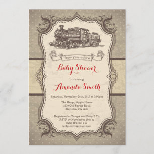 Zug-Baby-Party-Einladung Vintage Retro Einladung