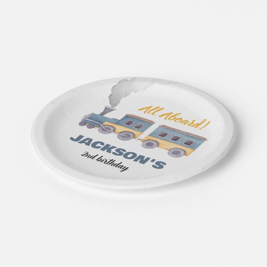 Zug Birthday Chugga Chugga zwei zwei Pappteller (Schrägansicht)