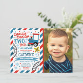 Zug Birthday Einladung Chugga Chugga zwei Zug (Stehend Vorderseite)
