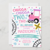 Zug Birthday Einladung Chugga Chugga zwei Zug (Vorderseite)