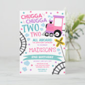 Zug Birthday Einladung Chugga Chugga zwei Zug (Stehend Vorderseite)