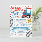 Zug Birthday Einladung Chugga Chugga zwei Zug (Stehend Vorderseite)
