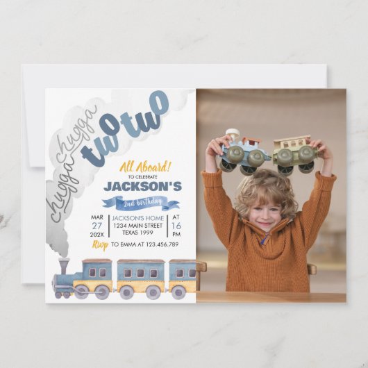 Zug Birthday Einladung Chugga Chugga zwei zwei (Vorderseite)
