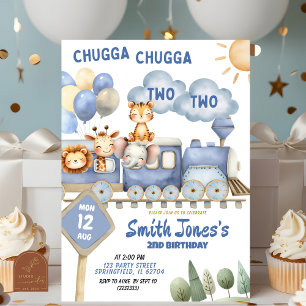 Zug bis zum 2. Geburtstag mit Foto Einladung