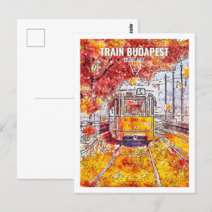 Zug Budapest Ungarn Reiseort Aquarell Postkarte