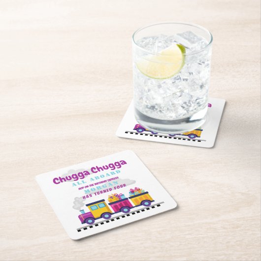 Zug Chugga Choo Cartoon jedes Lebensalter Rechteckiger Pappuntersetzer (Vor Ort)